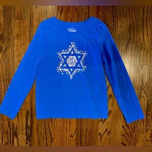 Cat & Jack Hanukkah long sleeve top T-shirt size 6/7 Star of David blue unisex